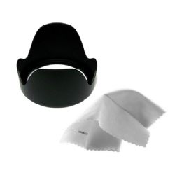 Canon EOS Rebel T5 Pro Digital Lens Hood (Flower Design) (52mm) + Nw Direct Microfiber Cleaning Cloth.