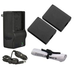 Canon EOS Rebel T6 High Capacity 'Intelligent' Batteries (2 Units) + AC/DC Travel Charger + Nwv Direct Microfiber Cleaning Cloth.