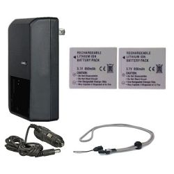 Canon High Capacity Lithium Ion Replacement for Canon NB-4L - 2 Batteries (850Mah) + AC/DC Rapid Travel Charger + Krusell Multidapt Neck Strap (Black Finish)