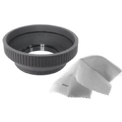 Canon VIXIA HF M301 Pro Digital Lens Hood (Collapsible Design) (37mm) + Nw Direct Microfiber Cleaning Cloth.