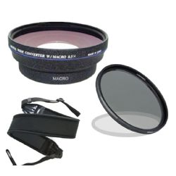Canon VIXIA HF R600 (High Definition) 0.5x Wide Angle Lens With Macro + 67mm Circular Polarizing Filter + Stepping Ring 43-52 + Wide Neoprene Strap.