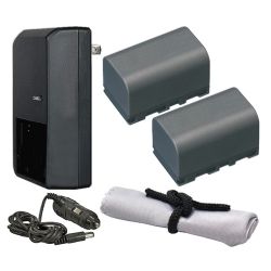 JVC GC-PX100 High Capacity Intelligent Batteries (2 Units) + AC/DC Travel Charger + Nw Direct Microfiber Cleaning Cloth.