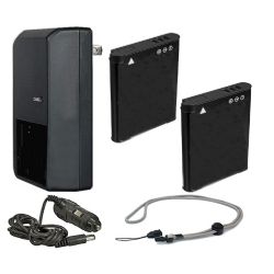Leica C High Capacity Batteries (2 Units) + AC/DC Travel Charger + Krusell Multidapt Neck Strap (Black Finish)