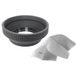 Pentax K-01 Pro Digital Lens Hood (Collapsible Design) (27mm) + Stepping Ring 27-37mm + Nw Direct Microfiber Cleaning Cloth.