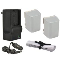 Canon VIXIA HV40 High Capacity Batteries (2 Units) + AC/DC Travel Charger + Nw Direct Microfiber Cleaning Cloth.