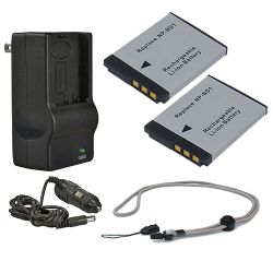 Sony Cybershot DSC-G3 High Capacity Batteries (2 Units) + AC/DC Travel Charger + Krusell Multidapt Neck Strap (Black Finish)
