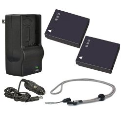 Leica D-LUX 2 High Capacity Batteries (2 Units) + AC/DC Travel Charger + Krusell Multidapt Neck Strap (Black Finish)