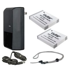 Canon PowerShot A3100 IS High Capacity Batteries (2 Units) + AC/DC Travel Charger + Krusell Multidapt Neck Strap (Black Finish)