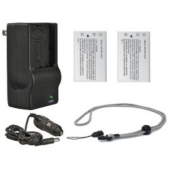 Nikon CoolPix P500 High Capacity Batteries (2 Units) + AC/DC Travel Charger + Krusell Multidapt Neck Strap (Black Finish)