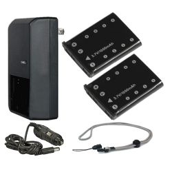 Nikon S230 High Capacity Batteries (2 Units) + AC/DC Travel Charger + Krusell Multidapt Neck Strap (Black Finish)