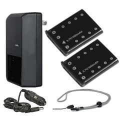 Nikon S220 High Capacity Batteries (2 Units) + AC/DC Travel Charger + Krusell Multidapt Neck Strap (Black Finish)