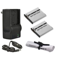 Olympus Stylus Tough-8010 High Capacity Batteries (2 Units) + AC/DC Travel Charger + Nw Direct Microfiber Cleaning Cloth.