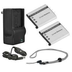 Casio Exilim EX-S10 High Capacity Batteries (2 Units) + AC/DC Travel Charger + Krusell Multidapt Neck Strap (Black Finish)