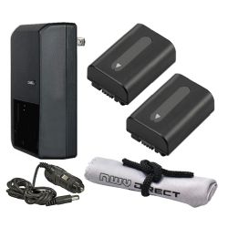 Sony Cybershot DSC-HX100V High Capacity Batteries (2 Units) + AC/DC Travel Charger + Nw Direct Microfiber Cleaning Cloth.