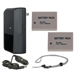 Canon Powershot G11 High Capacity Batteries (2 Units) + AC/DC Travel Charger + Krusell Multidapt Neck Strap (Black Finish)