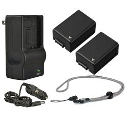 Panasonic Lumix DMC-FZ60 High Capacity Batteries (2 Units) + AC/DC Travel Charger + Krusell Multidapt Neck Strap (Black Finish)