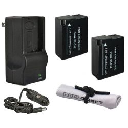 Panasonic Lumix DMC-FZ200 'Intelligent' Batteries (2 Units) + AC/DC Travel Charger + Nw Direct Microfiber Cleaning Cloth.