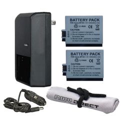Canon EOS Rebel XSi High Capacity 'Intelligent' Batteries (2 Units) + AC/DC Travel Charger + Nw Direct Microfiber Cleaning Cloth.