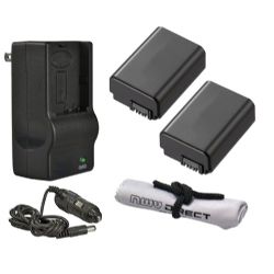 Sony Alpha A3000 'Intelligent' Batteries (2 Units) + AC/DC Travel Charger + Nw Direct Microfiber Cleaning Cloth.