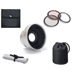 Canon VIXIA HF M50 High Definition 3.0x Telephoto Lens (37mm) + 3 Piece Lens Filter Kit (43mm) + Stepping Ring (43mm-37mm) + Nw Direct Microfiber Cleaning Cloth