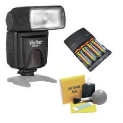 Nikon Flash (i-TTL) Bounce, Zoom, Swivel Head. (Alternative To Nikon SB-700) + High Powered AC Rapid Charger With 4AA 2900 Mah Batteries + Nw Direct 5 Piece Cleaning Kit