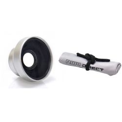 0.5x Wide Angle Lens w/Macro 37mm, (Wider Option To Canon WD-H34 II) + Stepping Ring 34-37mm + Nw Direct Microfiber Cleaning Cloth