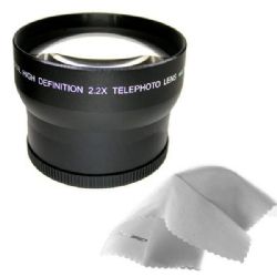 Canon XF300 2.2x High Definition Telephoto Lens (72mm) Made By Optics + Stepping Ring 82-72mm + Nw Direct Micro Fiber Cleaning Cloth