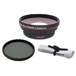 0.5x (High Definition) Super Wide Angle Lens With Macro (Wider Alternative To Sony VCL-DH0774) + 82mm Circular Polarizing Filter + Nw Direct Micro Fiber Cleaning Cloth