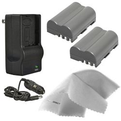 Nikon D300 High Capacity 'Intelligent' Batteries (2 Units) + AC/DC Travel Charger + Nw Direct Microfiber Cleaning Cloth.