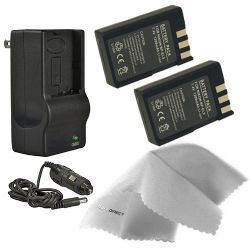 Nikon D5000 High Capacity 'Intelligent' Batteries (2 Units) + AC/DC Travel Charger + Nw Direct Microfiber Cleaning Cloth.