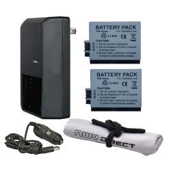 Canon EOS Rebel T4i High Capacity 'Intelligent' Batteries (2 Units) + AC/DC Travel Charger + Nw Direct Microfiber Cleaning Cloth.