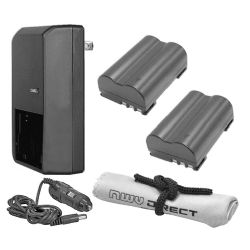 Olympus Evolt E-500 'Intelligent' Batteries (2 Units) + AC/DC Travel Charger + Nw Direct Microfiber Cleaning Cloth.