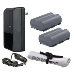 Canon EOS Digital Rebel High Capacity 'Intelligent' Batteries (2 Units) + AC/DC Travel Charger + Nw Direct Microfiber Cleaning Cloth.