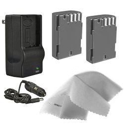 Pentax K-5 IIs High Capacity 'Intelligent' Batteries (2 Units) + AC/DC Travel Charger + Nw Direct Microfiber Cleaning Cloth.