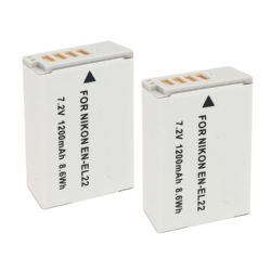 New EN-EL22 (Aka, Nikon EN-EL22, Mfg# 3768) Replacement 'Intelligent' High Capacity Batteries (2 Units) (1200Mah Each) - 5 Year Replacement Warranty