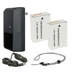 Nikon 1 J4 'Intelligent' Batteries (2 Units) + AC/DC Travel Charger + Nw Direct Microfiber Cleaning Cloth.