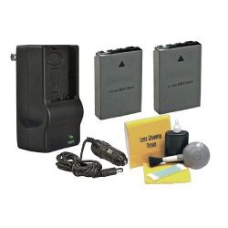 Olympus High Capacity Lithium Ion Replacement for Olympus Li-10B & 12B - 2 Batteries (1300Mah) + AC/DC Rapid Travel Charger + Nw Direct 5 Piece Cleaning Kit