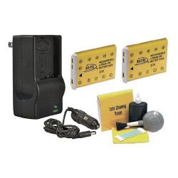 Olympus High Capacity Lithium Ion Replacement for Olympus Li-40B & 42B - 2 Batteries (1000Mah) + AC/DC Rapid Travel Charger + Nw Direct 5 Piece Cleaning Kit