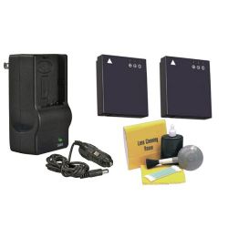 Panasonic High Capacity Lithium Ion Replacement for Panasonic CGA-S005A/1B - 2 Batteries (1200Mah) + AC/DC Rapid Travel Charger + Nw Direct 5 Piece Cleaning Kit