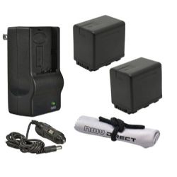 Panasonic High Capacity Lithium Ion Replacement for Panasonic VW-VBK360 - 2 Batteries (3980Mah) + AC/DC Rapid Travel Charger + Nw Direct Micro Fiber Cleaning Cloth