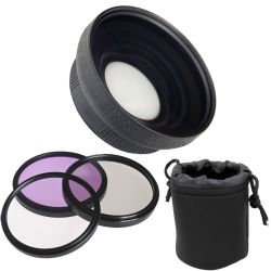 Panasonic Lumix DMC-FZ1000 0.5X High Definition Super Wide Angle Lens w/ Macro + 62mm 3 Piece Filter Kit + Stepping Ring 62-58