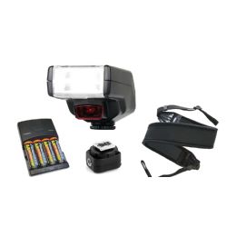 Sony Cyber-shot DSC-RX10 II Bounce & Swivel Flash (TTL) + High Powered AC Rapid Charger With Batteries + Hot Shoe Interface Adapter + Extra Wide Neoprene Strap