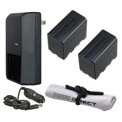 Sony FDR-AX1 High Capacity Intelligent Batteries (2 Units) + AC/DC Travel Charger + Nw Direct Microfiber Cleaning Cloth.