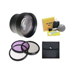 Sony FDR-AX33 2.2x High Definition Super Telephoto Lens + 52mm 3 Piece Filter Kit + Stepping Ring 52-58 + Nw Direct 5 Piece Cleaning Kit