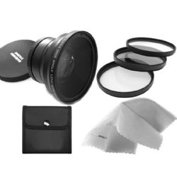 Sony HDR-PJ670 0.43X High Definition Super Wide Angle Lens w/ Macro + 46mm 3 Piece Filter Kit + Stepping Ring 46-58 + Nw Direct Micro Fiber Cleaning Cloth