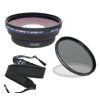 Canon VIXIA HF R600 (High Definition) 0.5x Wide Angle Lens With Macro + 67mm Circular Polarizing Filter + Stepping Ring 43-52 + Wide Neoprene Strap.