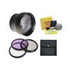 Panasonic HDC-TM90(K) 2.2x High Definition Super Telephoto Lens + 52mm 3 Piece Filter Kit + Stepping Ring 41.5-58 + Nw Direct 5 Piece Cleaning Kit