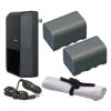 JVC GC-PX100 High Capacity Intelligent Batteries (2 Units) + AC/DC Travel Charger + Nw Direct Microfiber Cleaning Cloth.