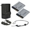 Sony Cybershot DSC-T900 High Capacity Batteries (2 Units) + AC/DC Travel Charger + Krusell Multidapt Neck Strap (Black Finish)
