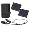 Leica C-LUX 1 High Capacity Batteries (2 Units) + AC/DC Travel Charger + Krusell Multidapt Neck Strap (Black Finish)